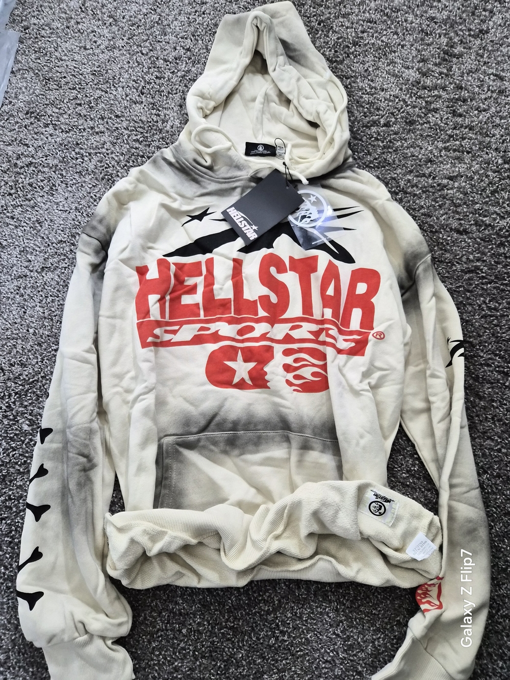 Hellstar Sports Cream & Black Graphic Pullover Hoodie